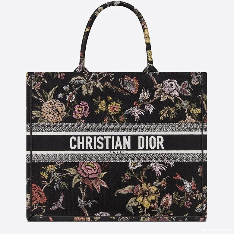 Cheap Botanique Canvas Dior Book Tote Jardin Motif Black 0808 Luxury